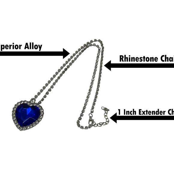 Titanic Necklace for Women Girls Heart Pendant Earrings Bracelet Jewelry Set - Picture 6 of 11